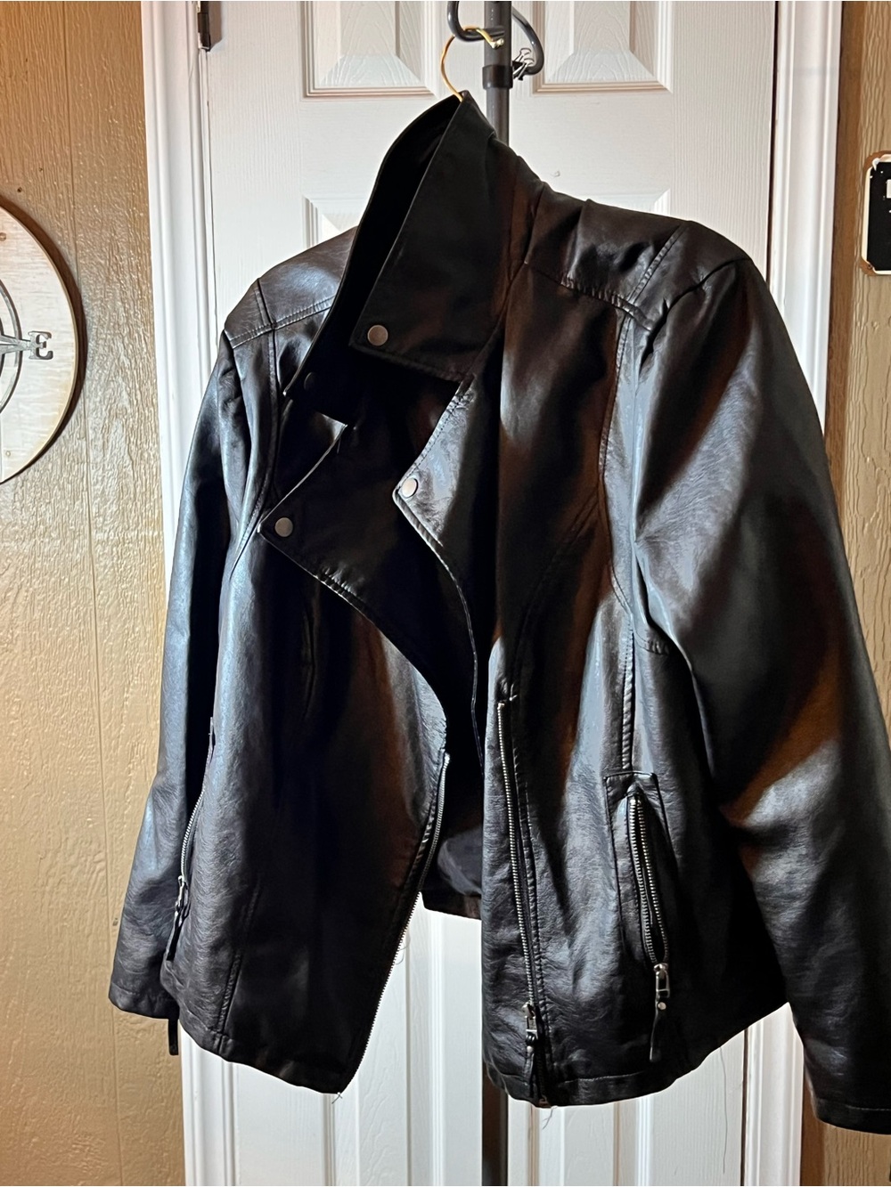 Max Studio Black Leather Moto Jacket